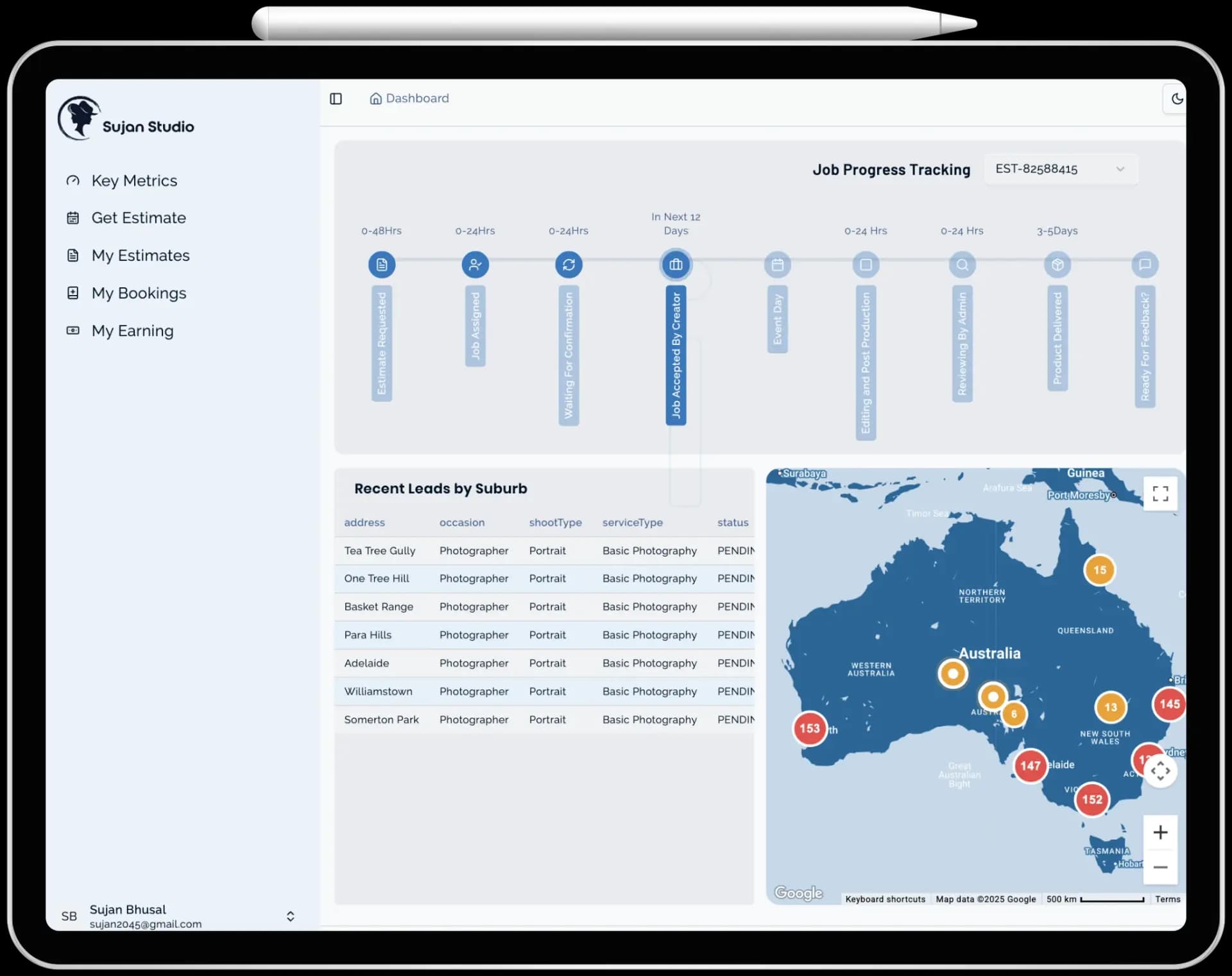 Studio dashboard sample 3